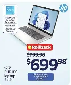 Walmart hp 17.3" FHD IPS laptop offer