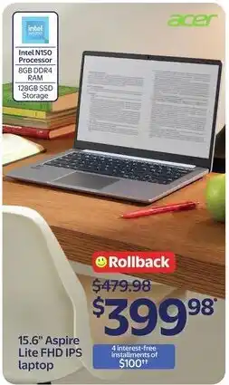 Walmart Acer 15.6" Aspire Lite FHD IPS laptop offer