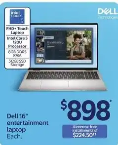 Walmart Dell 16" entertainment laptop offer