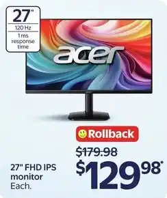 Walmart Acer 27" FHD IPS monitor offer