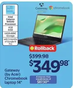 Walmart Gateway (by Acer) Chromebook laptop 14" offer