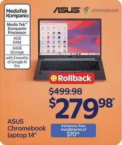 Walmart Asus chromebook laptop 14" offer