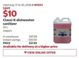 Costco Classi-K dishwasher sanitizer offer