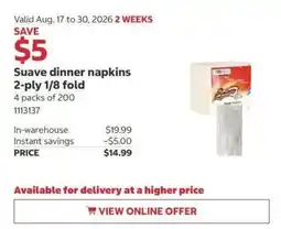 Costco Suave dinner napkins offer