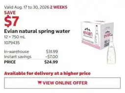Costco Evian natural spring water offer