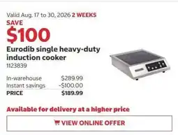 Costco Eurodib single heavy-duty induction cooker offer