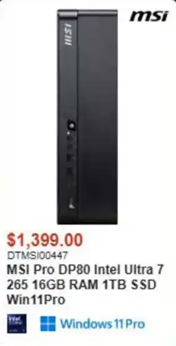 Canada Computers msi pro dp80 intel ultra 7 265 16gb ram 1tb ssd win11pro offer