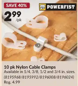 Princess Auto Powerfist nylon cable clamps offer
