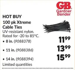 Princess Auto Gardner Bender 100 pk Xtreme Cable Ties offer