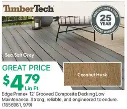 Kent TimberTech Edge Prime+ 12' Grooved Composite Decking offer