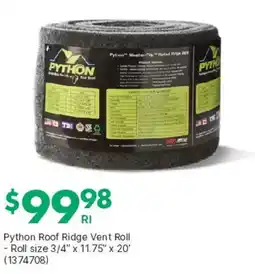 Kent Python roof ridge vent roll offer