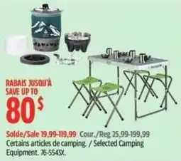 Canadian Tire Selected Camping Equipment offer
