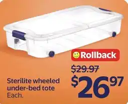 Walmart Sterilite wheeled under-bed tote offer
