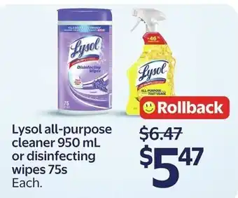 Walmart Lysol all-purpose cleaner or disinfecting wipes offer