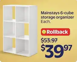 Walmart Mainstays 6-cube storage organizer offer