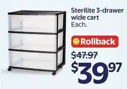 Walmart Sterilite 3-drawer wide cart offer