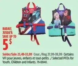 Canadian Tire Selected PFDs offer