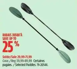 Canadian Tire Selected Paddles offer