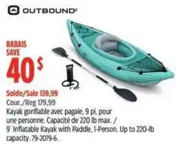 Canadian Tire Outbound inflatable kayak with paddle 1-person offer