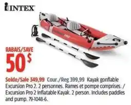 Canadian Tire Intex inflatable kayak excursion pro 2 offer