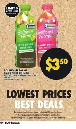 Loblaws Bolthouse Farms smoothies or juice offer
