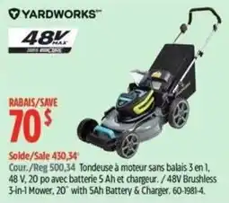 Canadian Tire Yardworks 48v max 3-in-1 mower offer