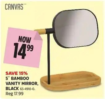 Canvas 5" bamboo vanity mirror, black