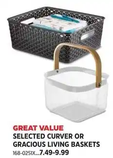 Canadian Tire Great Value selected curver or gracious living baskets offer