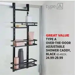 Canadian Tire Great Value over-the-door adjustable shower caddy, black offer
