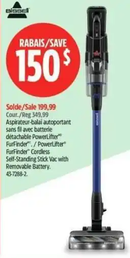 Canadian Tire Bissell FurFinder Cordless Self-Standing Stick Vac with Removable Battery offer
