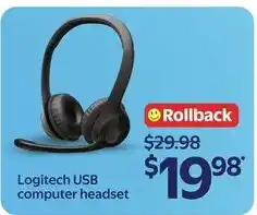 Walmart Logitech USB computer headset offer