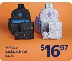 Walmart 4-piece backpack set offer