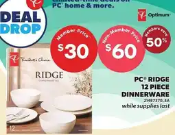 Loblaws PC ridge dinnerware offer