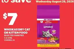 Loblaws Whiskas dry cat or kitten food offer