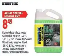 Canadian Tire Rain-X bio source all-season windshield washer fluid offer