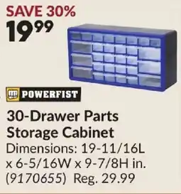 Princess Auto Powerfist 30-drawer parts storage cabinet offer