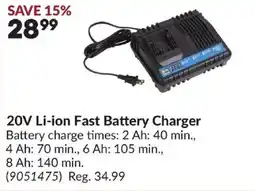 Princess Auto 20v li-ion fast battery charger offer