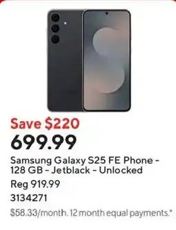 Staples Samsung Galaxy S25 FE Phone offer