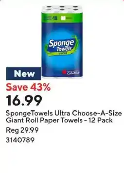Staples SpongeTowels Ultra Choose-A-Size Giant Roll Paper Towels offer