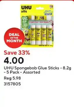 Staples Uhu spongebob glue sticks assorted offer