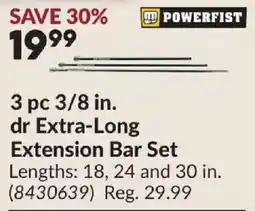 Princess Auto Powerfist 3 pc 3/8 in. dr Extra-Long Extension Bar Set offer