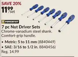 Princess Auto Powerfist 7 pc Nut Driver Sets offer