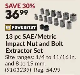 Princess Auto Power Fist 13 pc SAE/Metric Impact Nut and Bolt Extractor Set offer