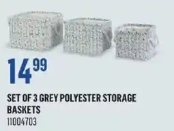 Canac Set of 3 grey polyester storage baskets offer