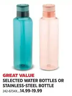 Canadian Tire Great Value selected water bottles or stainless-steel bottle offer