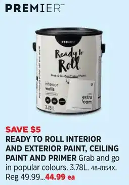 Canadian Tire Premier ready to roll interior and exterior paint ceiling paint and primer offer