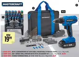 Canadian Tire Mastercraft 20v 1-speed drill/driver with 76-pc accessory kit offer