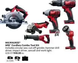 Home Hardware Milwaukee M18 Cordless Combo Tool Kit offer