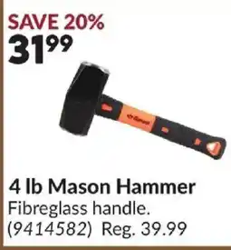 Princess Auto Giant 4 lb Mason Hammer offer