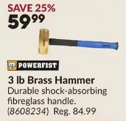 Princess Auto Powerfist 3 lb Brass Hammer offer